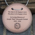 Tree Charm ROUND. "The Time To Be Happy Is Now." Personalized