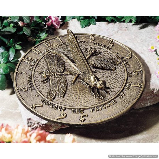 Dragonfly Sundial - French Bronze - Click Image to Close