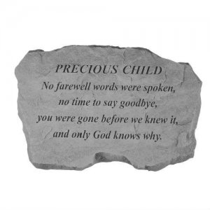 Precious Child "No Farewell Words" Memorial Stone