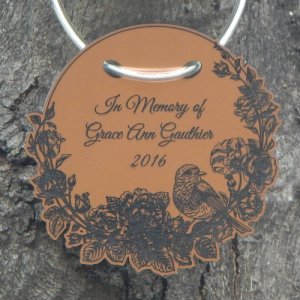 Tree Charm - ROUND. "Love Bird" - Personalized