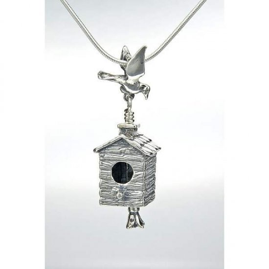 Birdhouse Bell Necklace - Click Image to Close