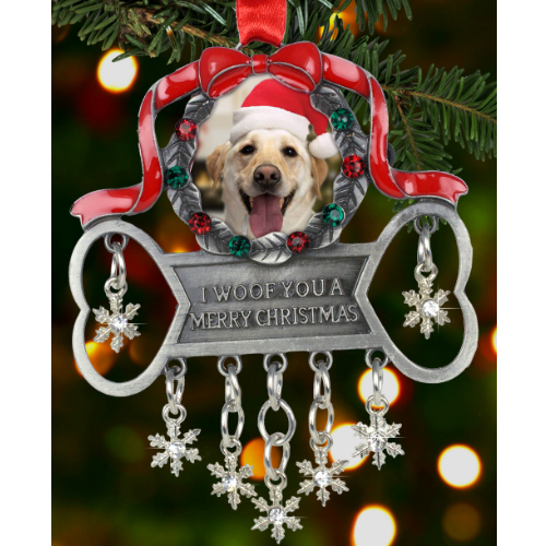 I Woof You a Merry Christmas Dog Photo Ornament - Click Image to Close