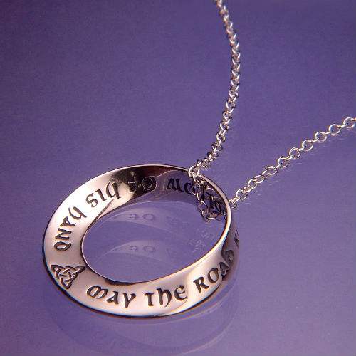 Irish Blessing Mobius Necklace - Sterling Silver - Click Image to Close