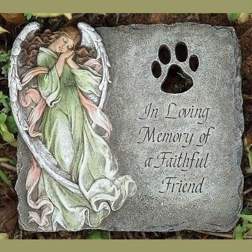 Angel Paw Print Pet Memorial Garden Stone - Click Image to Close