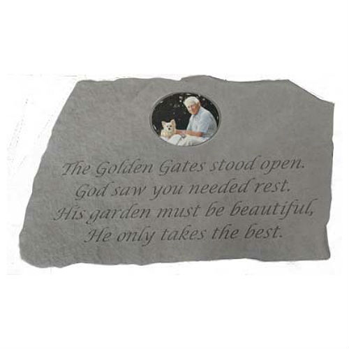 The Golden Gates Stood Open... "PHOTO CAMEO" Garden Stone - Click Image to Close