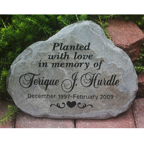 A Custom Engraved Garden Memorial Stone - MEDIUM Personalized - Click Image to Close