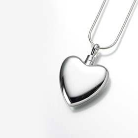 Large Puffed Heart Keepsake Cremation Jewelry - Sterling Silver