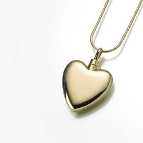 Large Puffed Heart Keepsake Cremation Jewelry - Gold Vermeil