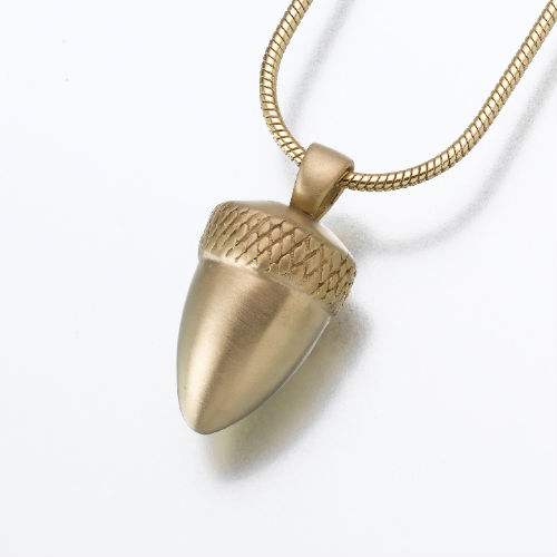 Acorn Keepsake Cremation Jewelry - Gold Vermeil - Click Image to Close