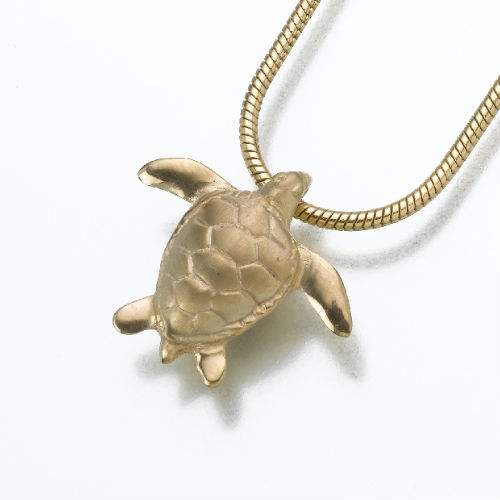 Sea Turtle Keepsake Cremation Jewelry - Gold Vermeil - Click Image to Close