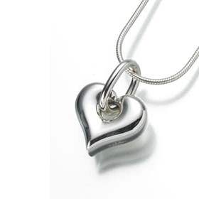 Puffed Heart Keepsake Cremation Jewelry - Sterling Silver