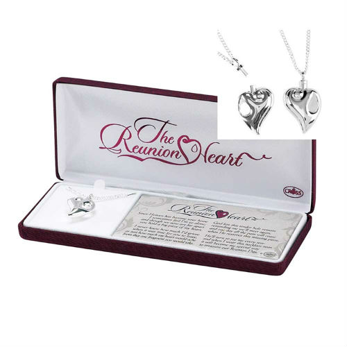 Reunion Heart Memorial Urn Necklace - Silver Plated - Click Image to Close