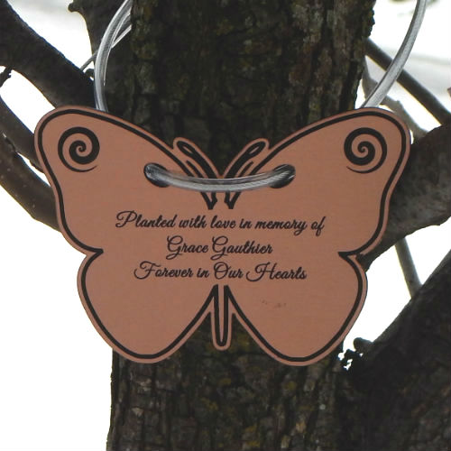 Tree Charm - BUTTERFLY Shaped "Charmlet." Personalized - Click Image to Close