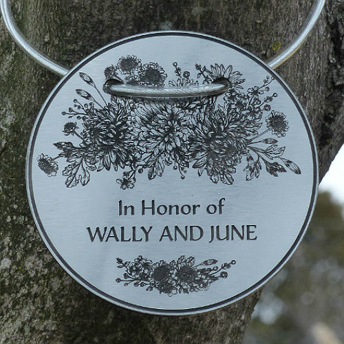 Tree Charm - ROUND. "Blooming Gardens" - Personalized - Click Image to Close