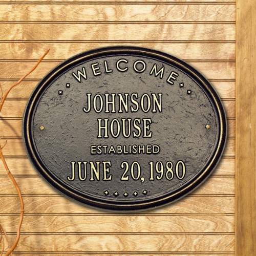 Oval Wedding - Anniversary "House" Plaque. Personalized - Click Image to Close