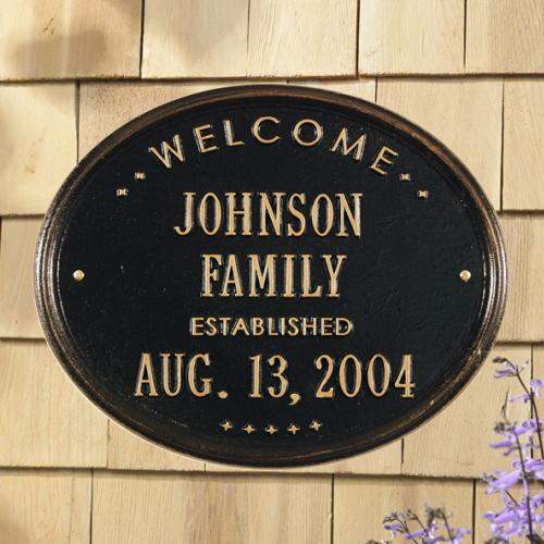 Oval Wedding - Anniversary "Family" House Plaque. Personalized - Click Image to Close