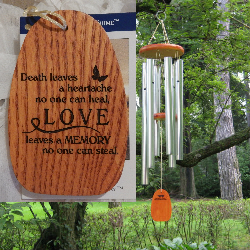 Medium "LOVE LEAVES A MEMORY" Wind Chime. Personalized - Click Image to Close