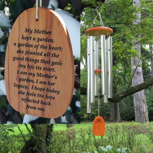 Medium "MOTHER'S LEGACY GARDEN OF THE HEART" Chime. Personalized - Click Image to Close