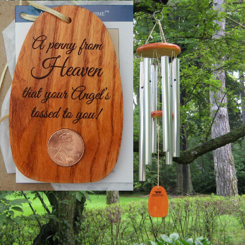 Medium "ANGEL TOSSED A PENNY" Amazing Grace Chime. Personalized - Click Image to Close