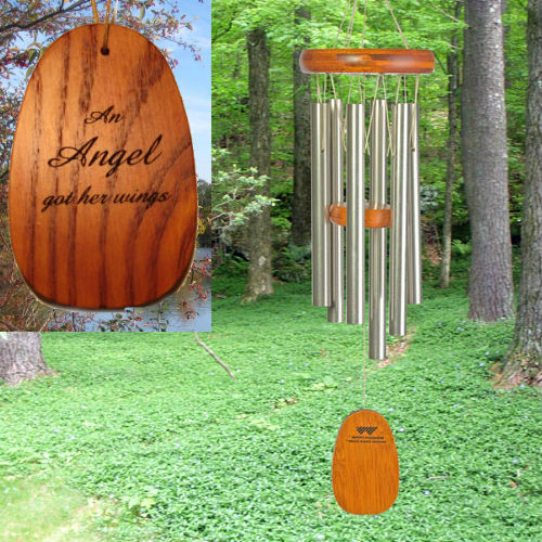 Small "AN ANGEL GOT HIS/HER WINGS" Amazing Grace Chime - Click Image to Close